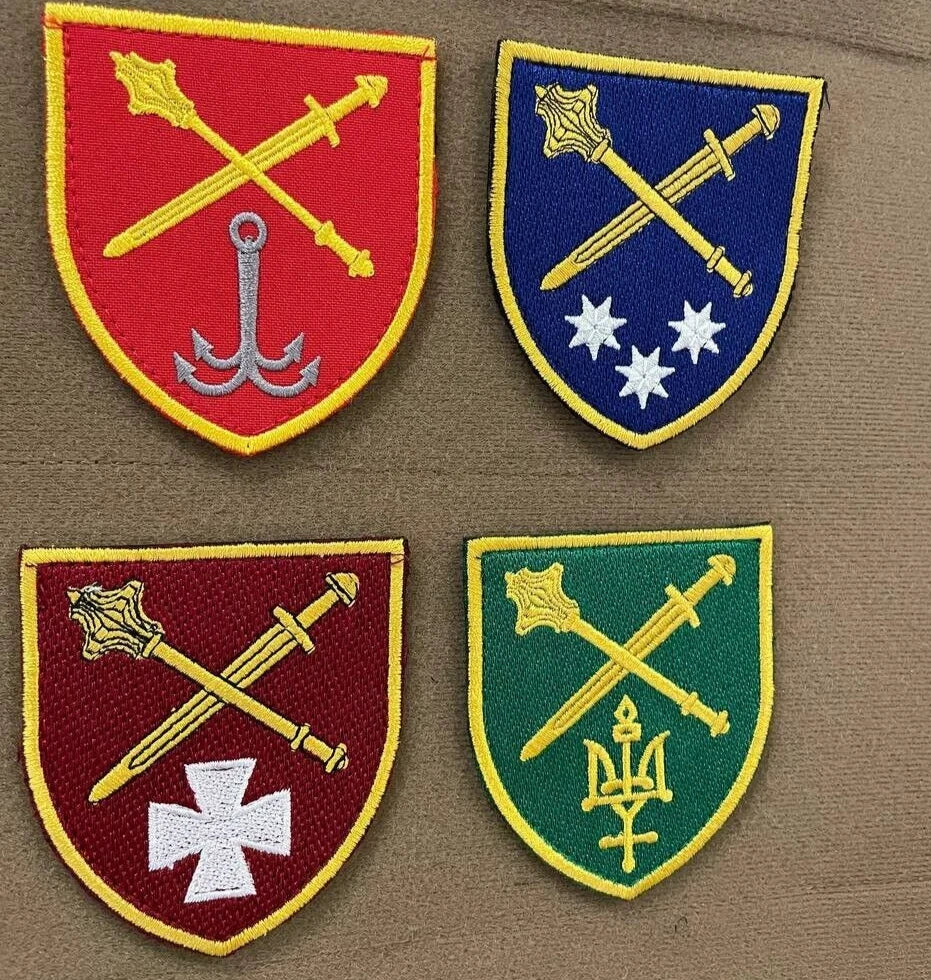 Ukrainian Army Patches Land Forces Command Tactical Badge Hook Set * 4 pcs