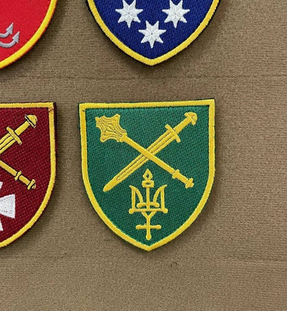 Ukrainian Army Patches Land Forces Command Tactical Badge Hook Set * 4 pcs