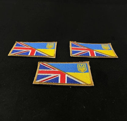 Ukrainian Morale Patch * 3 Pcs United Kingdom + Ukraine Flag Tactical Badge Hook