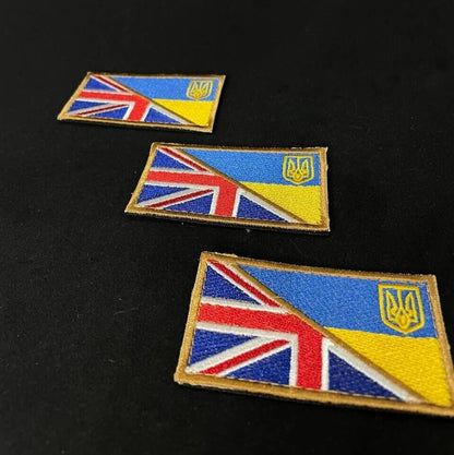 Ukrainian Morale Patch * 3 Pcs United Kingdom + Ukraine Flag Tactical Badge Hook
