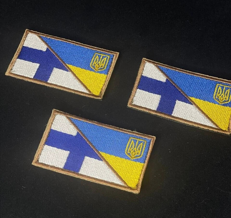 Ukrainian Morale Patch * 3 Pcs Finland + Ukraine Flag Tactical Badge Hook