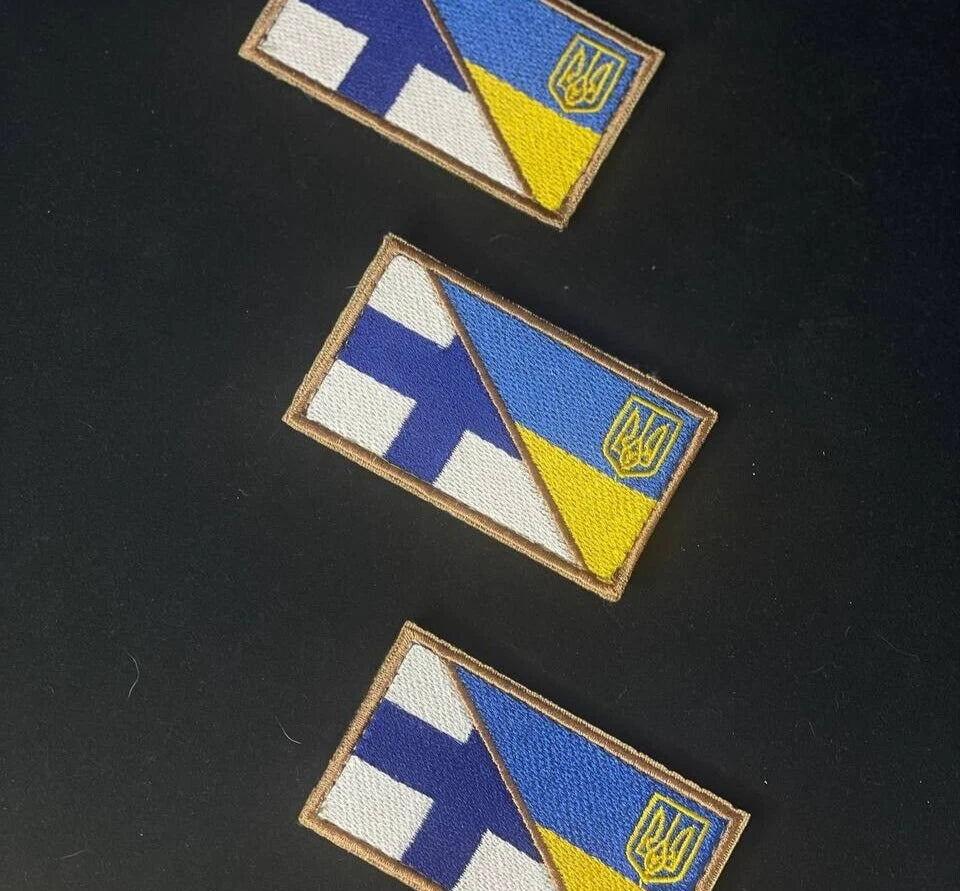 Ukrainian Morale Patch * 3 Pcs Finland + Ukraine Flag Tactical Badge Hook
