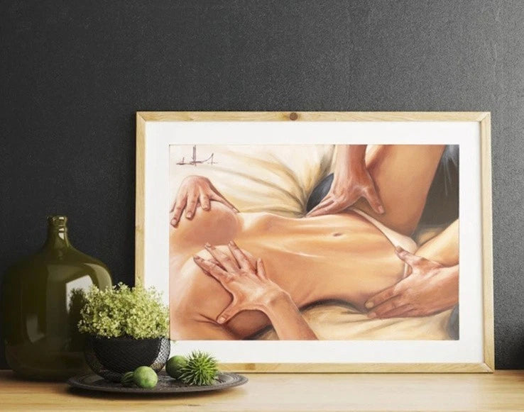 Ukrainian Art Nude Painting Oil Hardboard "In the Morning” 2025 Modern Frame