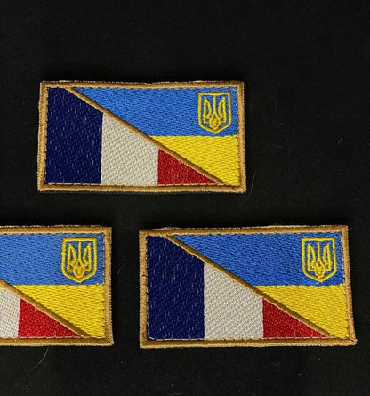 Ukrainian Morale Patch * 3 Pcs France + Ukraine Flag Tactical Badge Hook