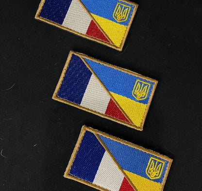 Ukrainian Morale Patch * 3 Pcs France + Ukraine Flag Tactical Badge Hook