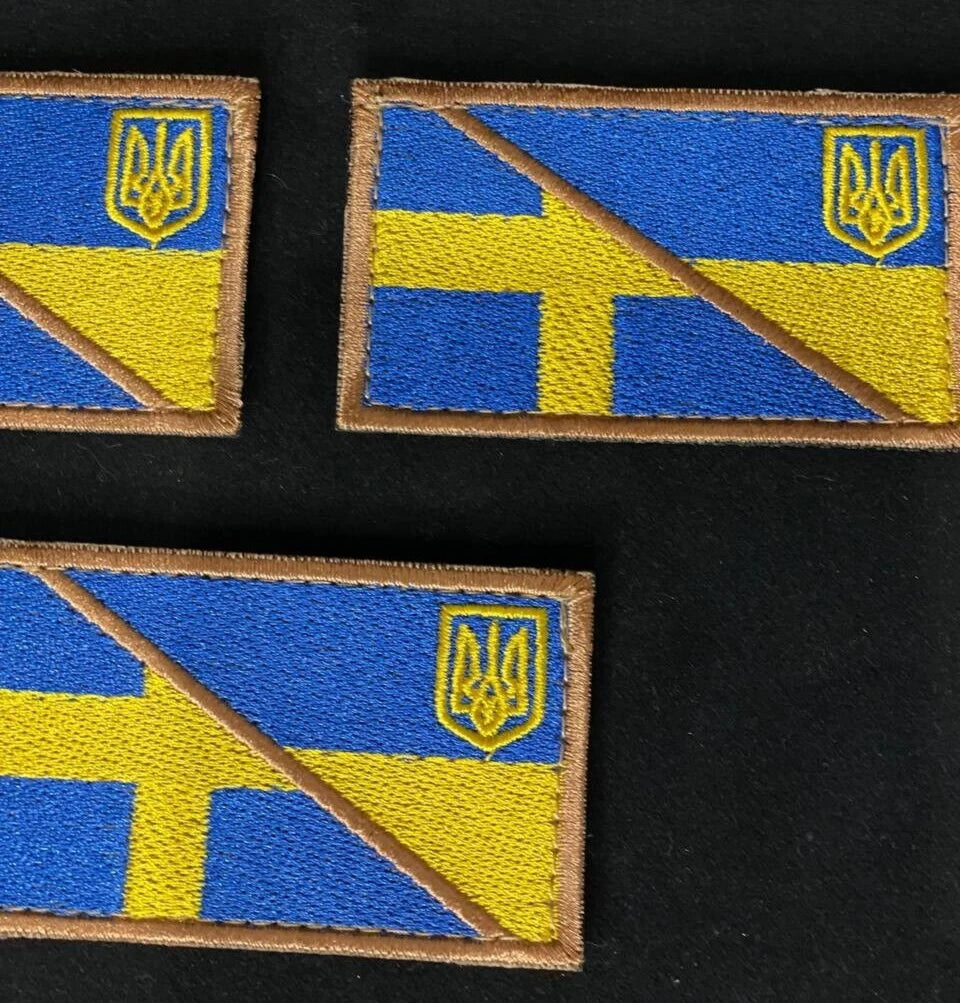 Ukrainian Morale Patch * 3 Pcs Ukraine + Sweden Flag Badge Hook Textile