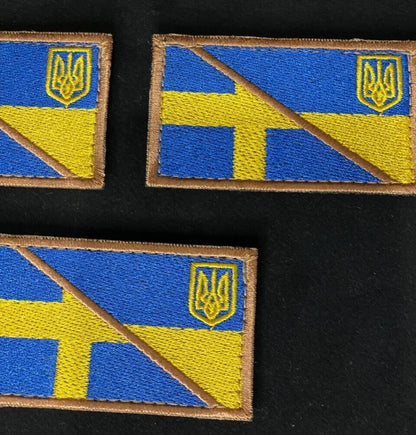 Ukrainian Morale Patch * 3 Pcs Ukraine + Sweden Flag Badge Hook Textile