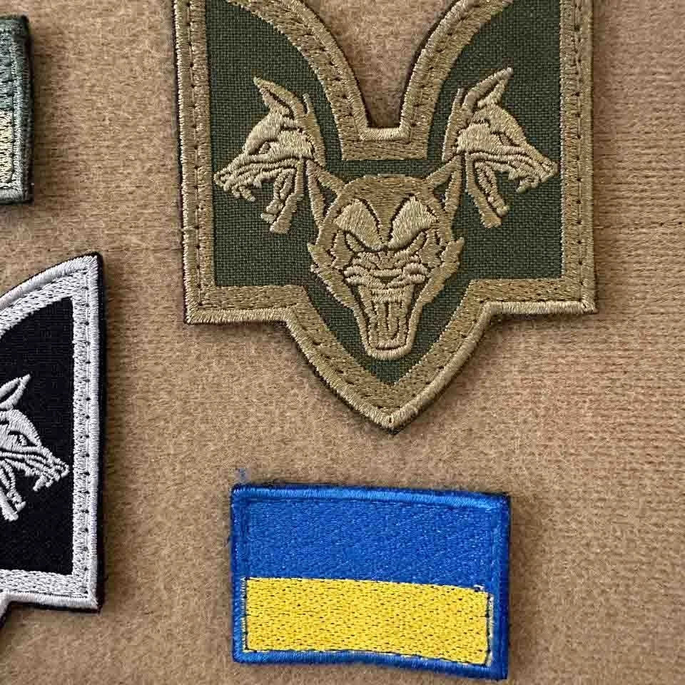 Ukrainian Morale Patch "1st Mechanized Battalion Da Vinci Wolves" Badge Hook 4pcs