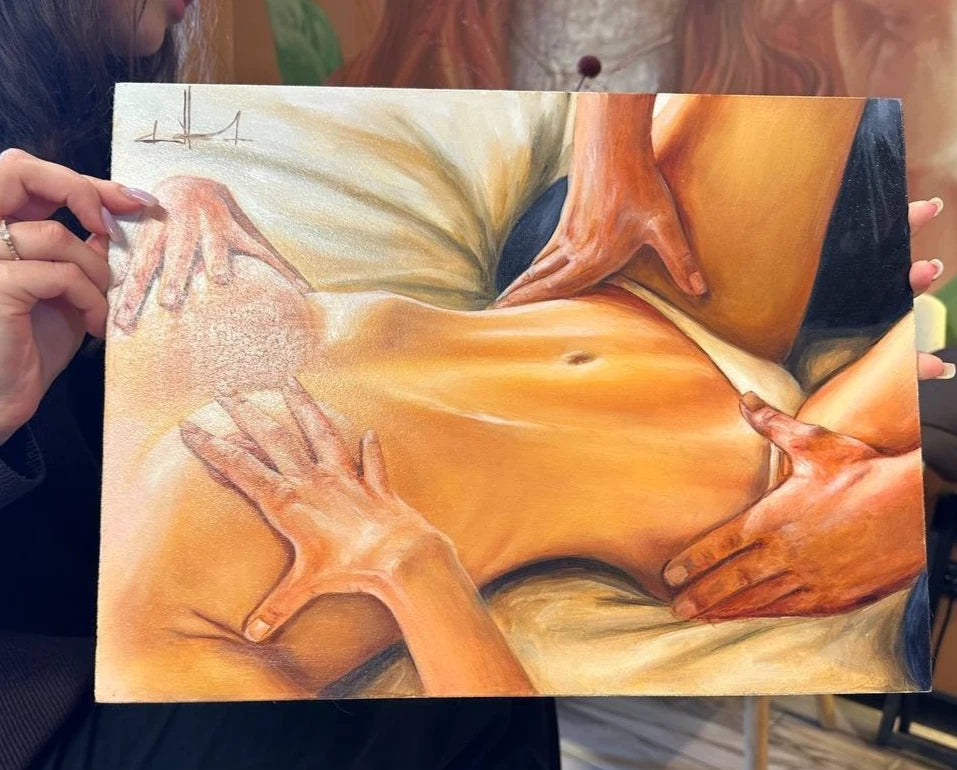 Ukrainian Art Nude Painting Oil Hardboard "In the Morning” 2025 Modern Frame