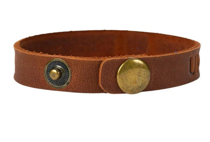 Ukrainian Partiotic Leather Bracelet "Trident with Ornament"