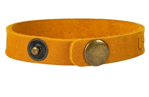 Ukrainian Partiotic Leather Bracelet "Trident with Ornament"