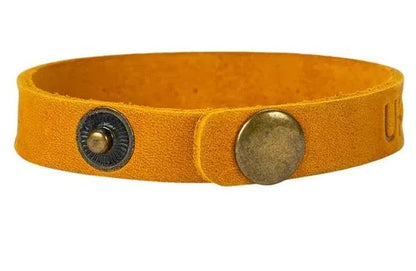 Ukrainian Partiotic Leather Bracelet "Trident with Ornament"